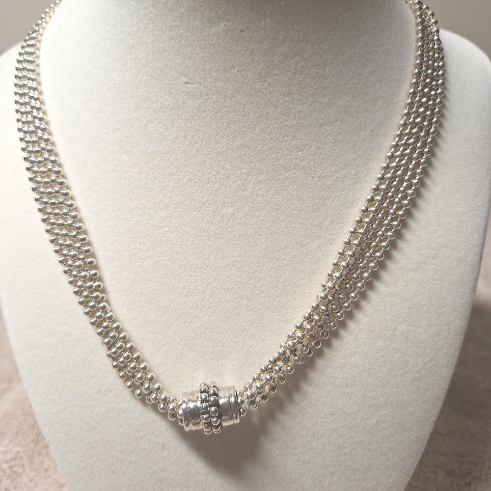 Joseph Esposito beaded necklace 8 multi strands two enhancers sterling silver